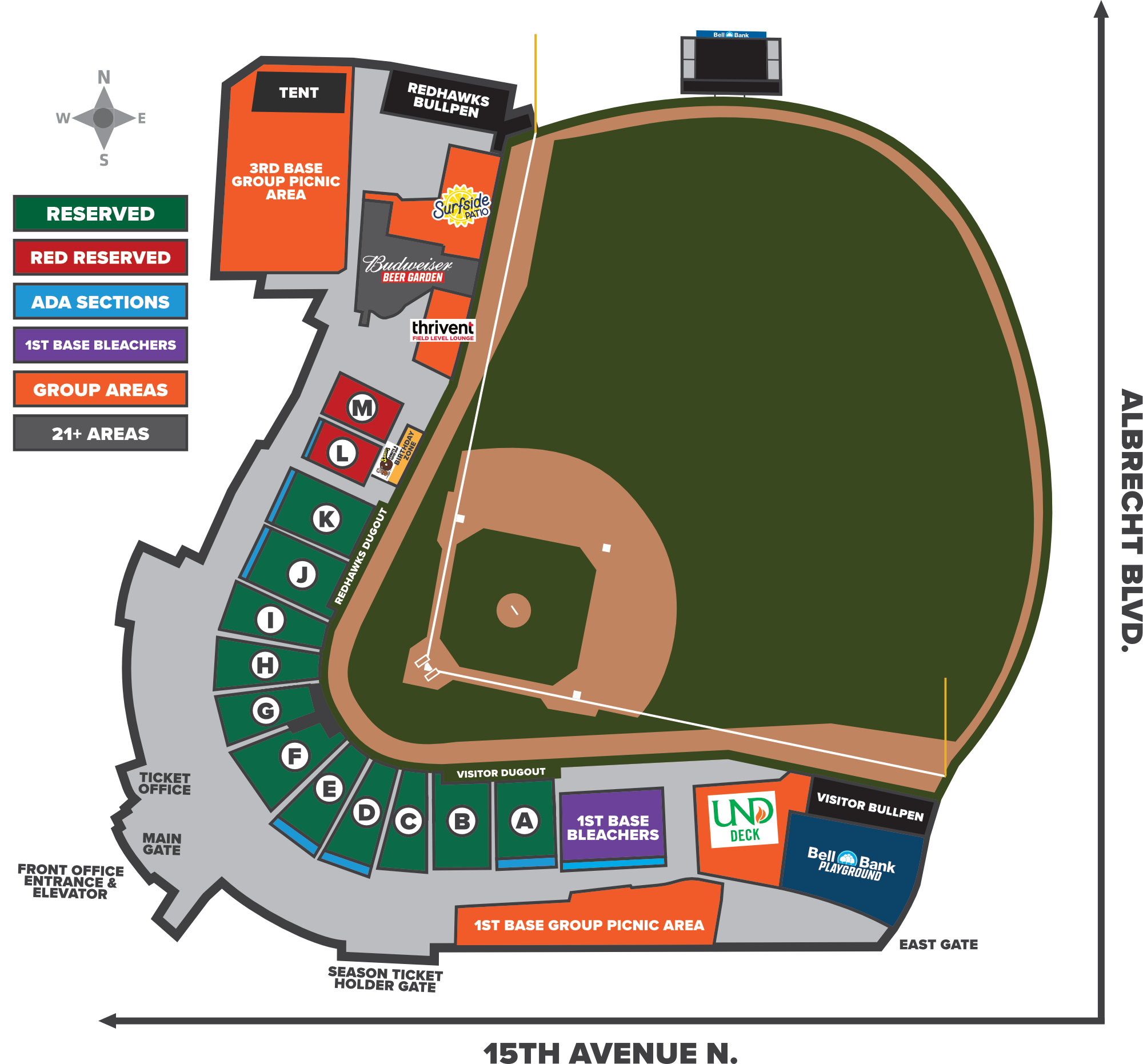 Stadium Map — Fargo-Moorhead RedHawks Baseball